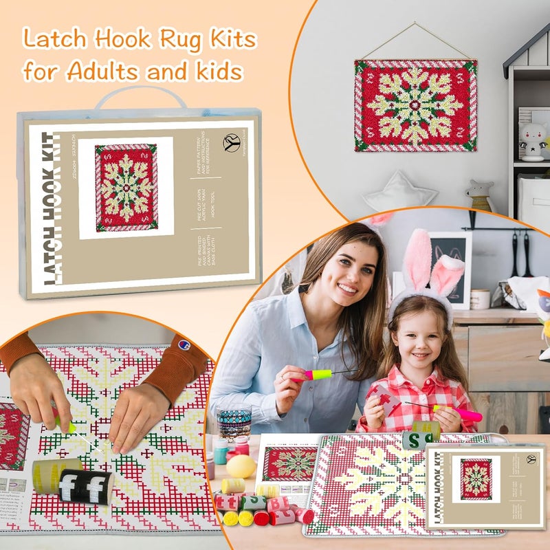 YP Christmas Latch Hook Rug Kit - 20x15 Inch Festive Needlecraft for Holiday Home Decor, Easy DIY Crochet Rug for Beginners, Thoughtful Handmade Gift Idea - Image 5